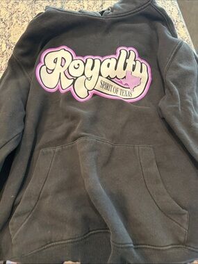 Royalty For Me Black Crewneck Hoodie with Pink-Outline Logo